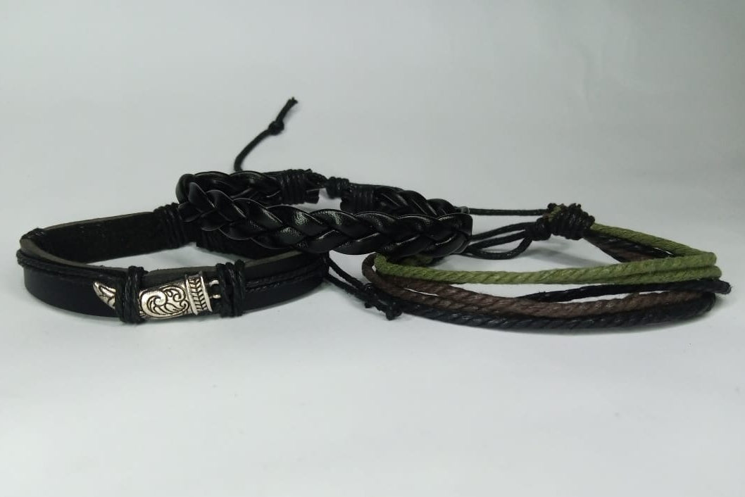 3 Strips Of Leather Bracelet