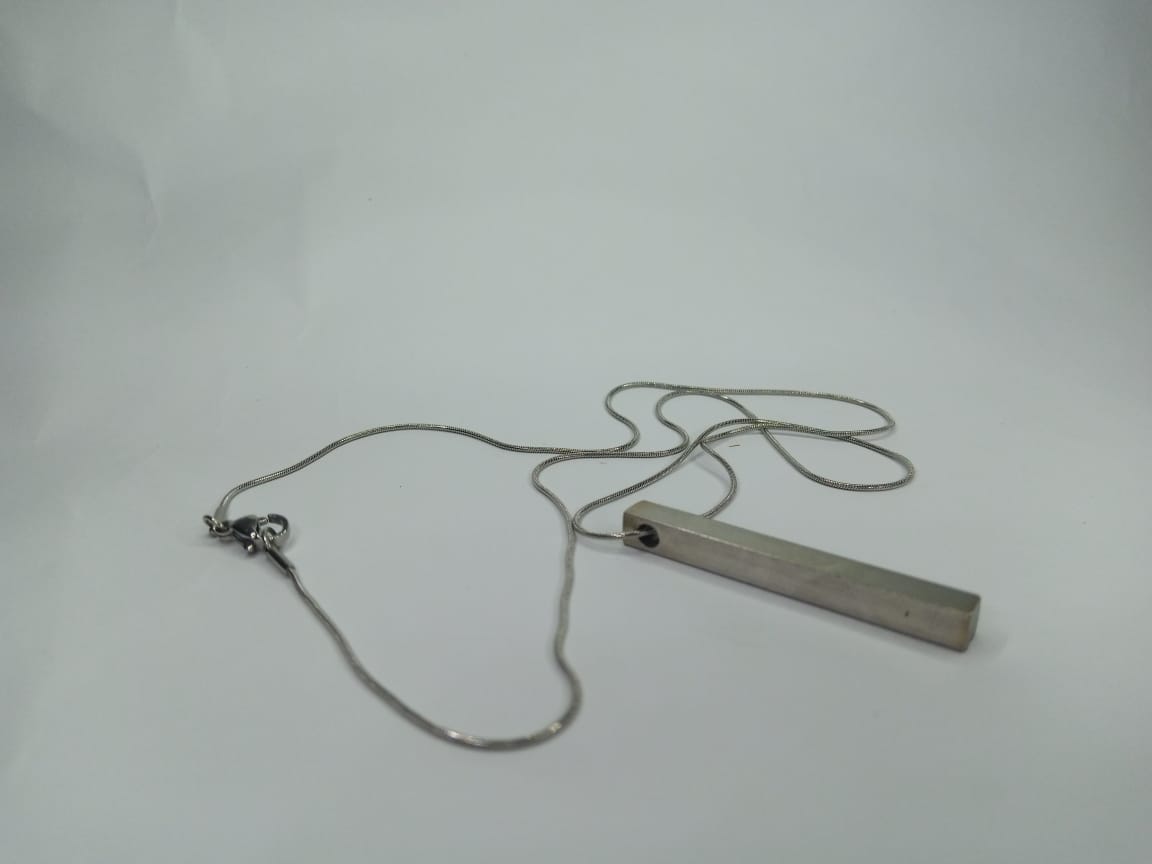 Silver Vertical Bar Pendant Necklace