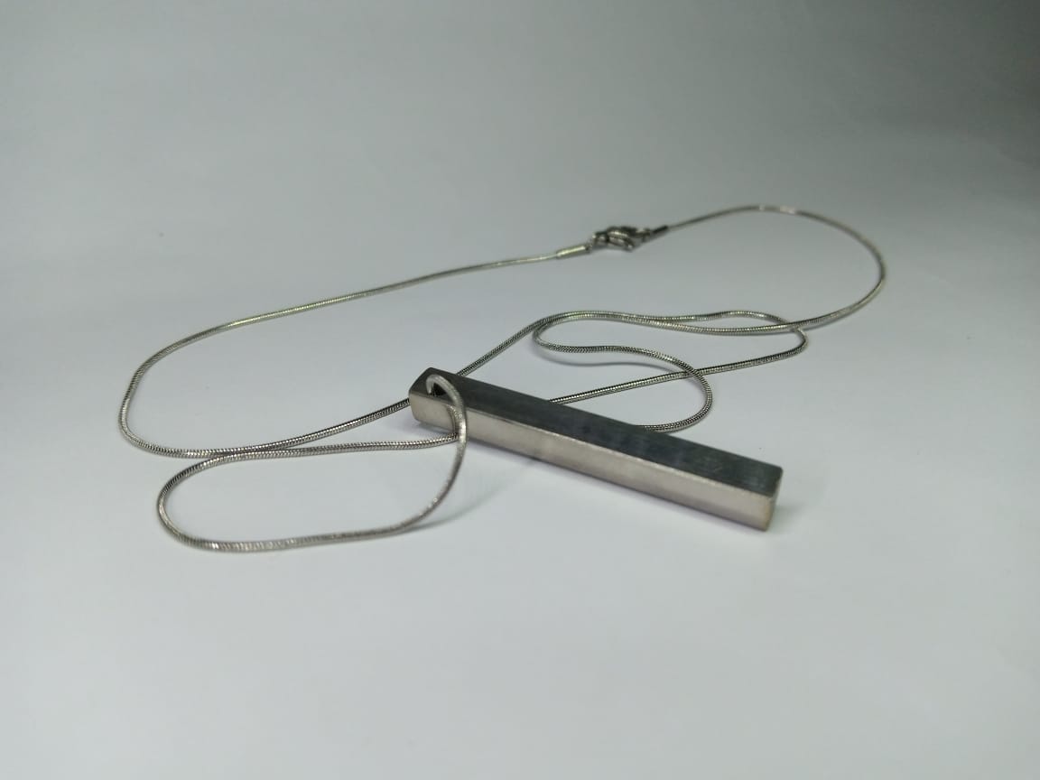 Silver Vertical Bar Pendant Necklace