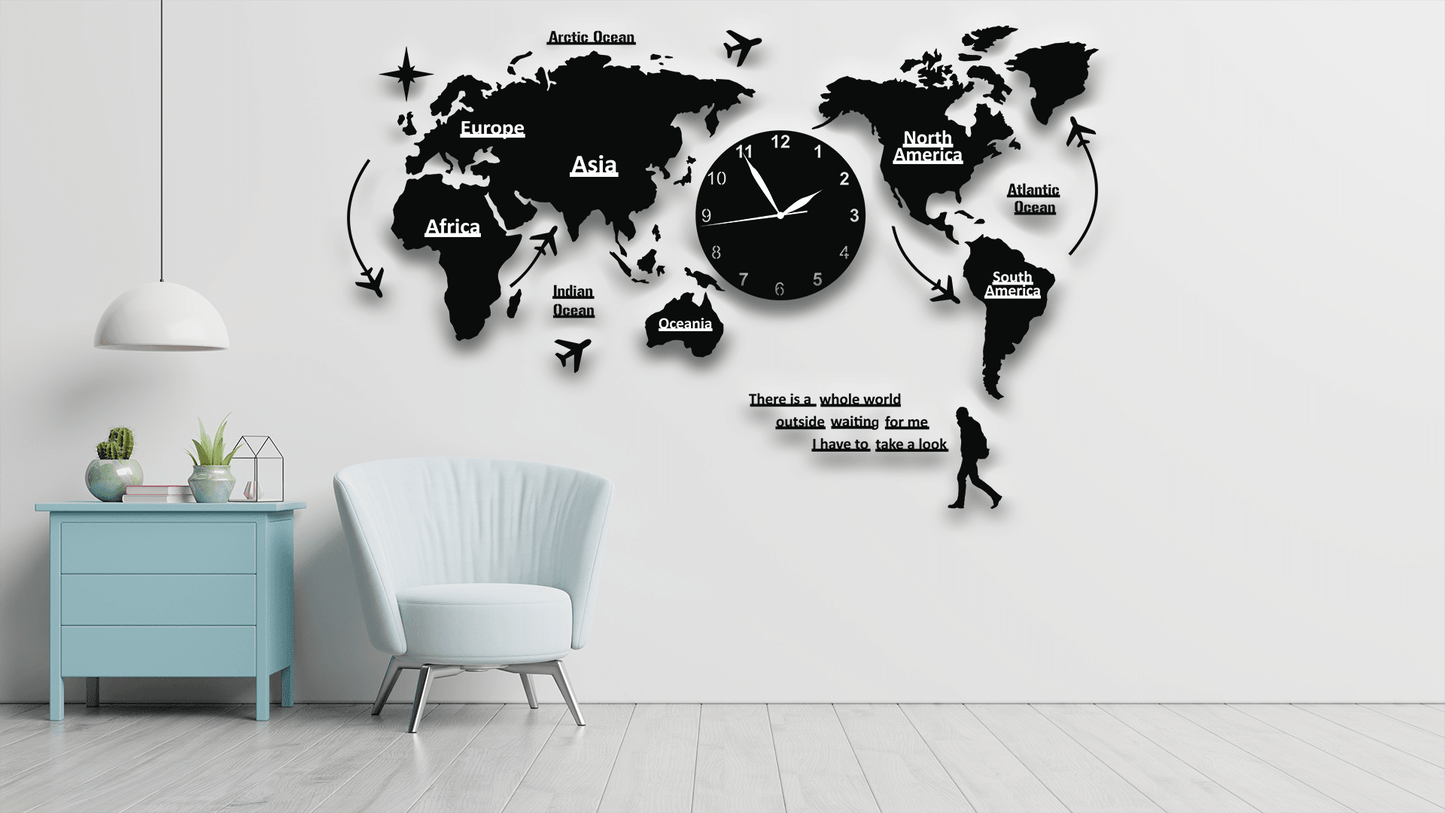 World Map Wall Clock