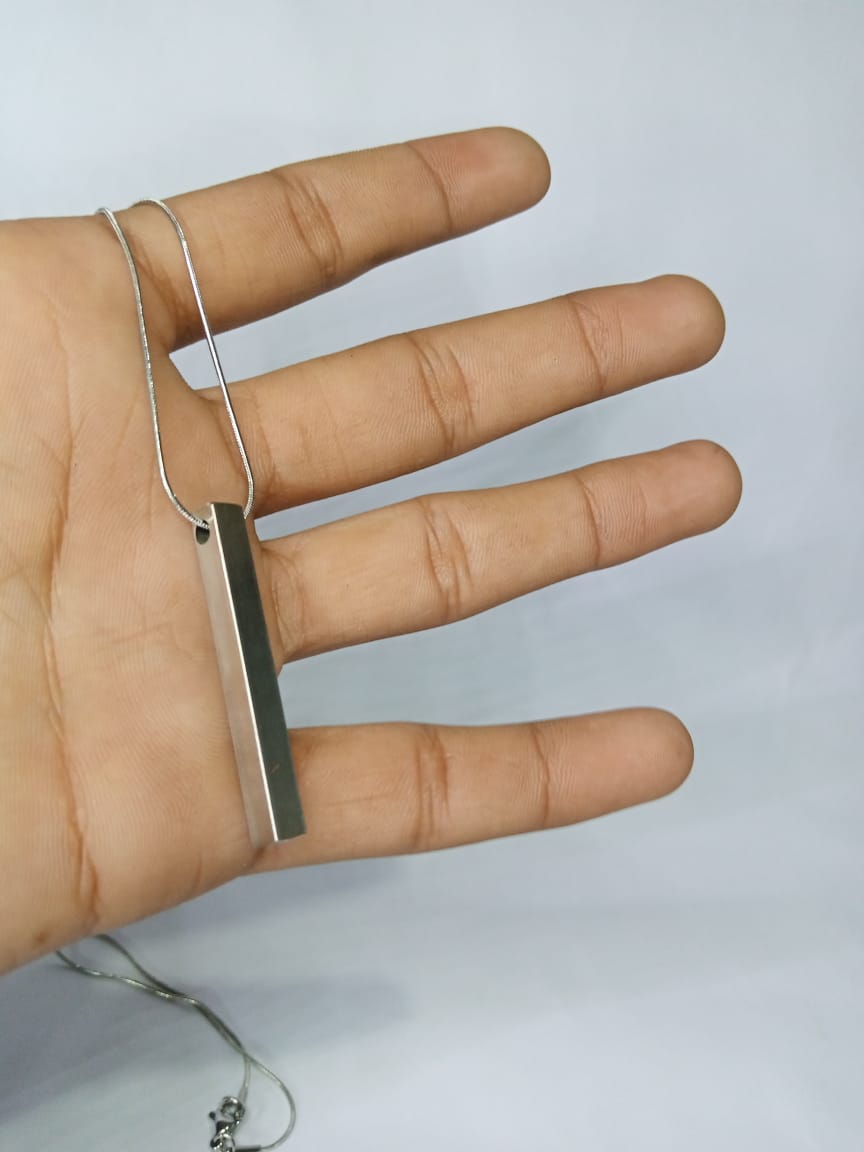 Silver Vertical Bar Pendant Necklace