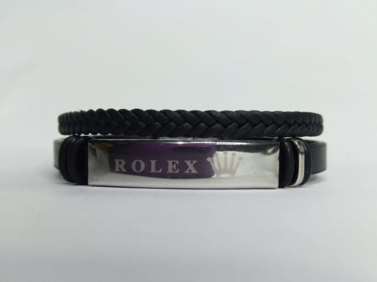 Leather Bracelet with Stainless Steel Accents