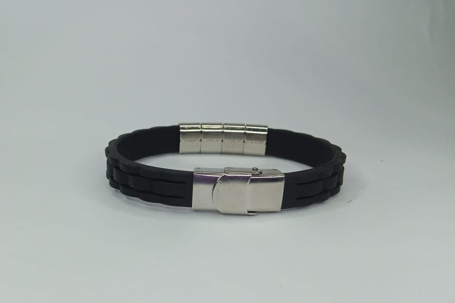 Silicone Love Bracelet with Stainless Steel Accents